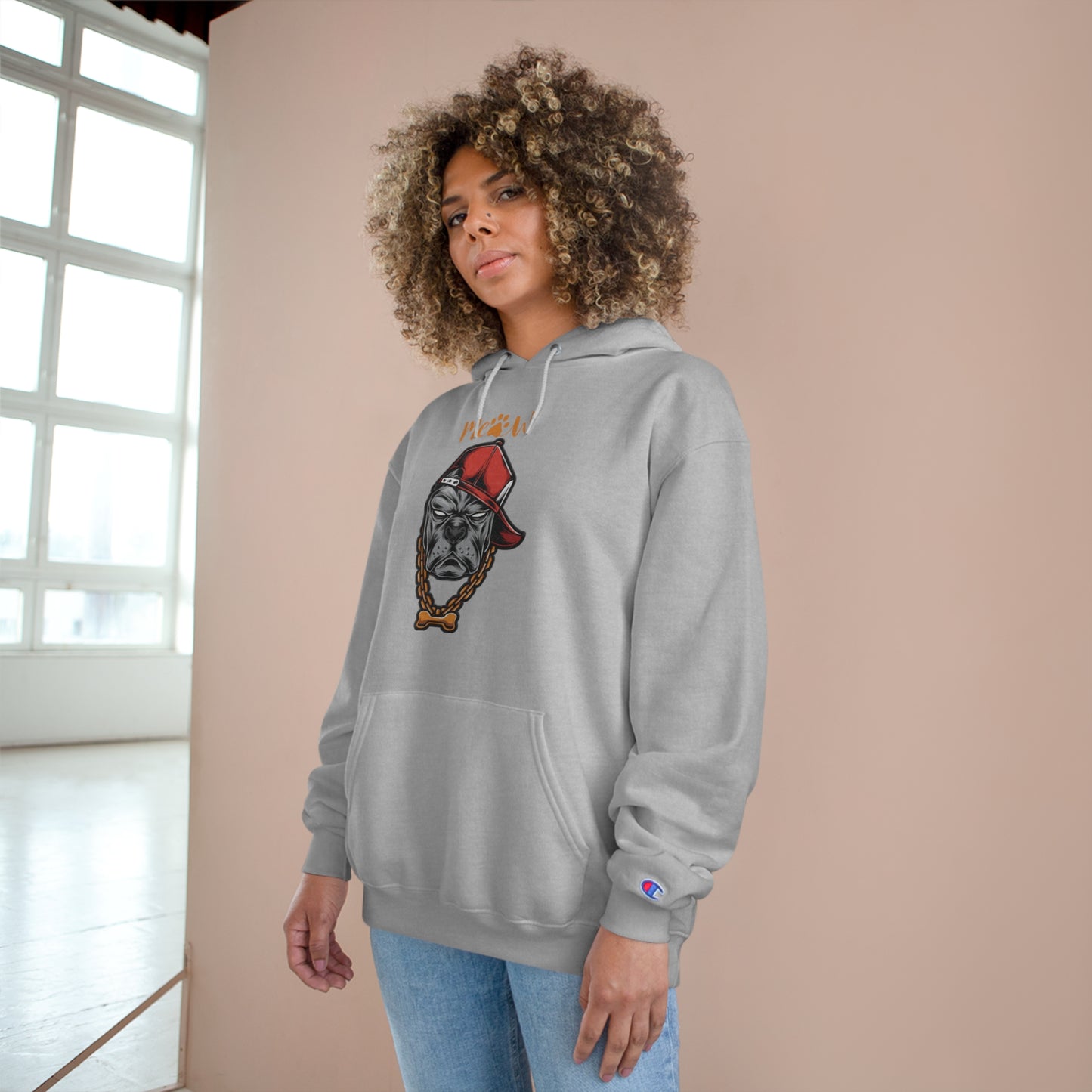 Funny MeAw Calligraphy Gangster Bulldog Champion Hoodie