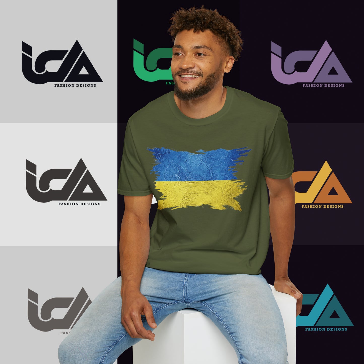 Flag of Ukraine Painted Style - Unisex Tee