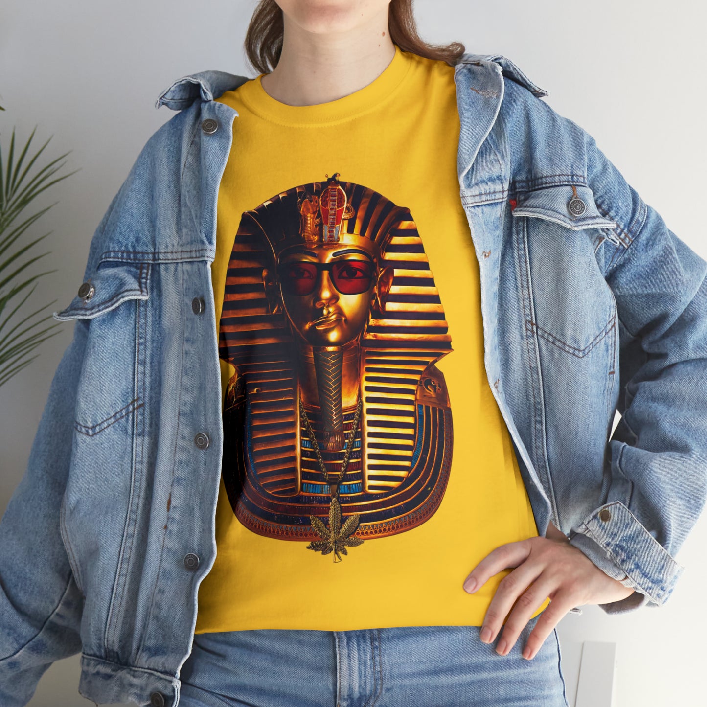 SNEER King Tut's Cannabis Gold Chain & Red Sunglasses - Unisex Tee