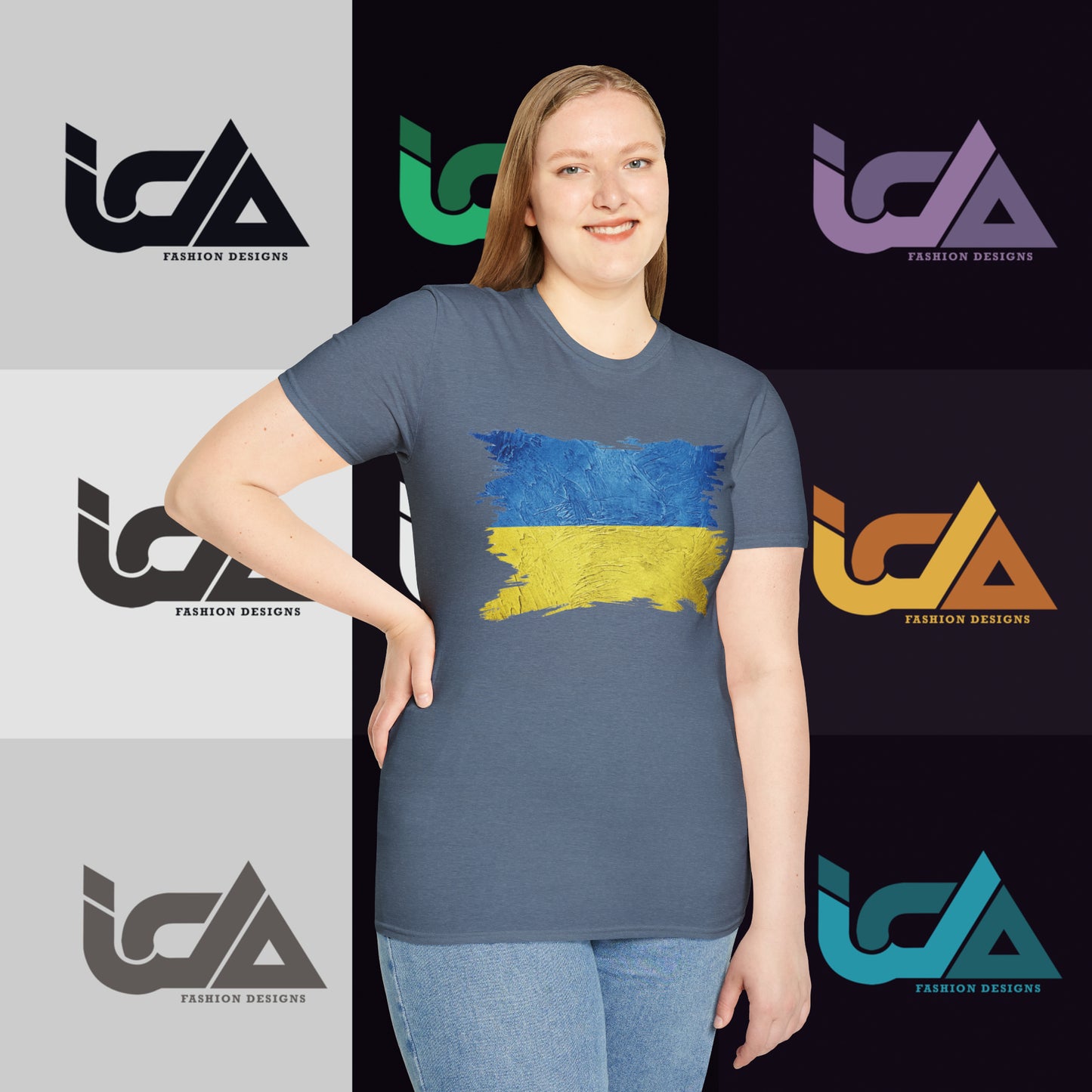 Flag of Ukraine Painted Style - Unisex Tee