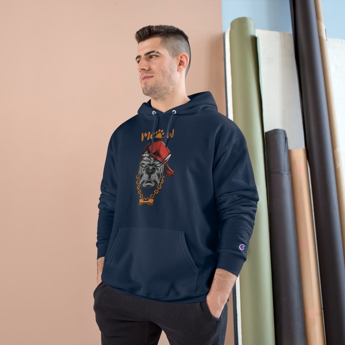 Funny MeAw Calligraphy Gangster Bulldog Champion Hoodie