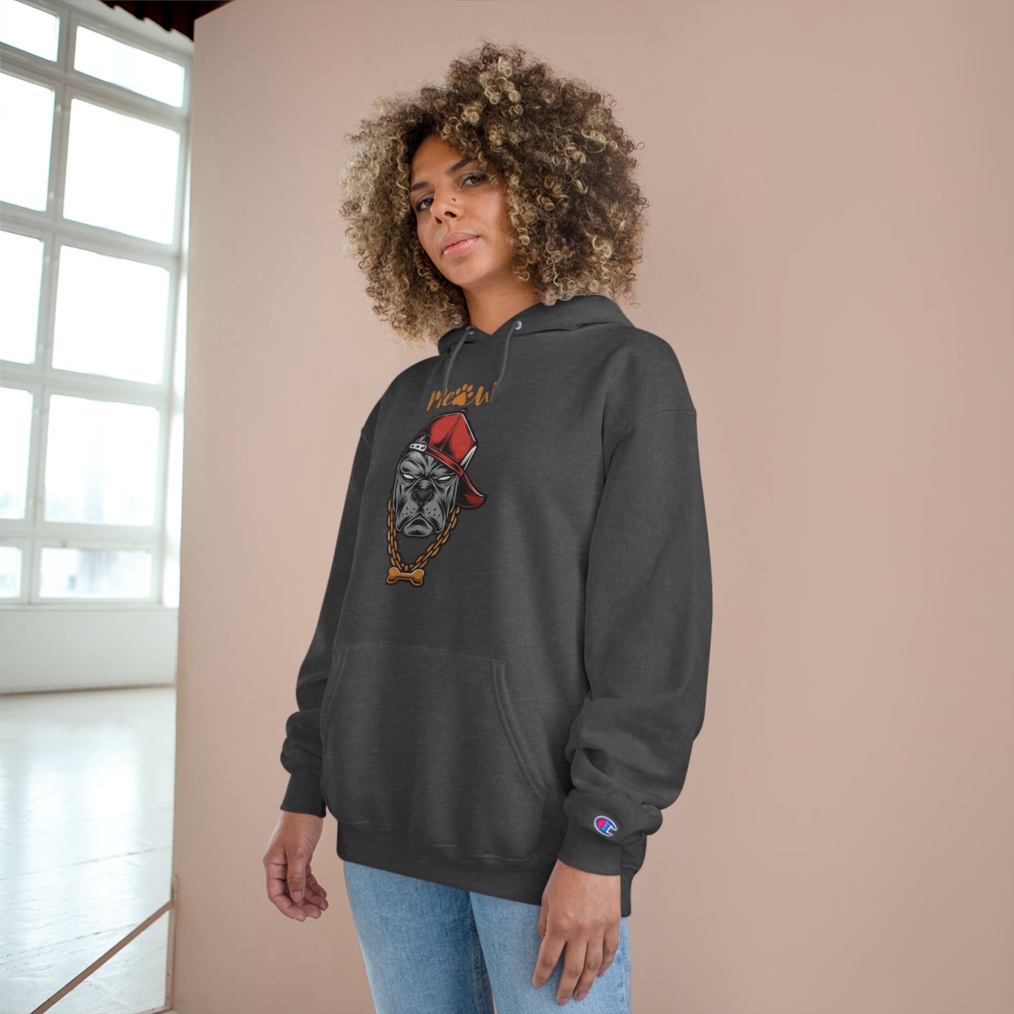Funny MeAw Calligraphy Gangster Bulldog Champion Hoodie
