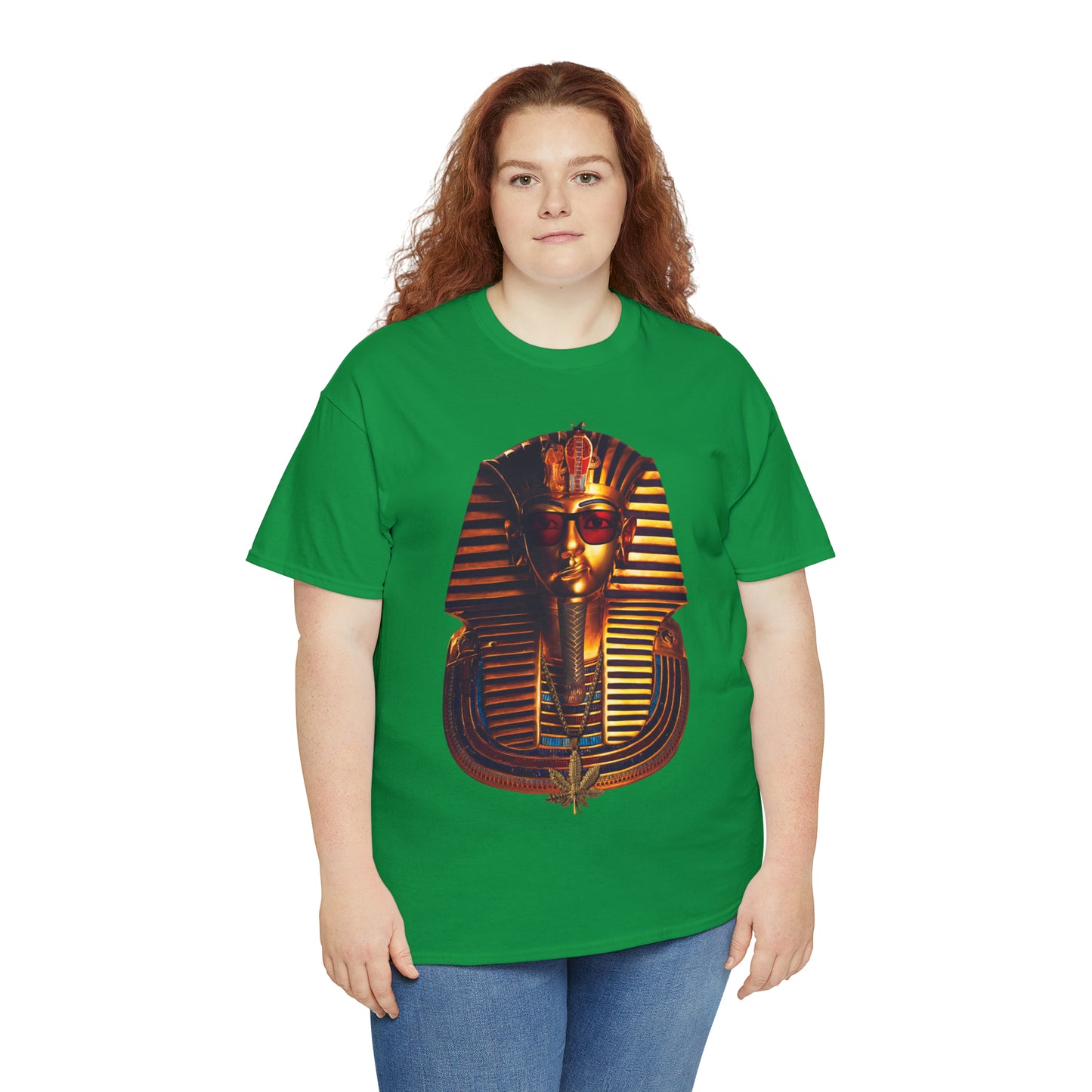SNEER King Tut's Cannabis Gold Chain & Red Sunglasses - Unisex Tee