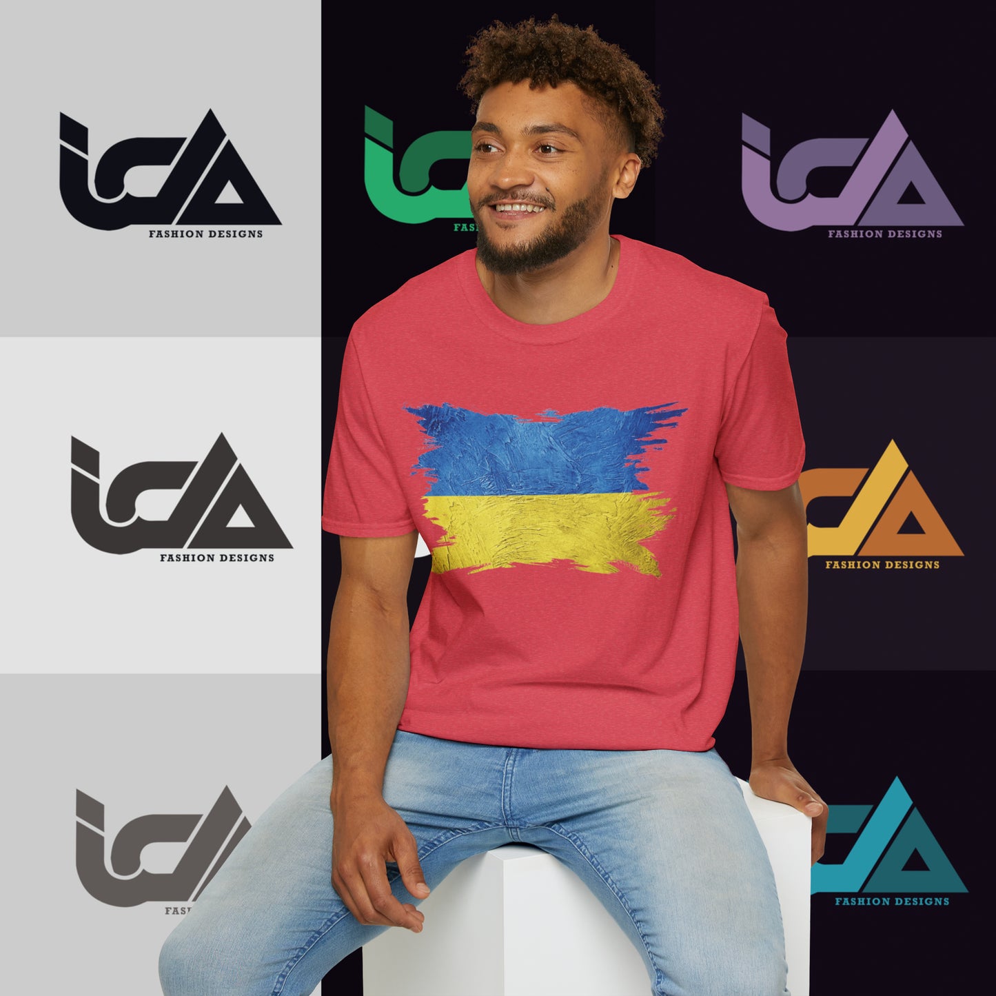 Flag of Ukraine Painted Style - Unisex Tee