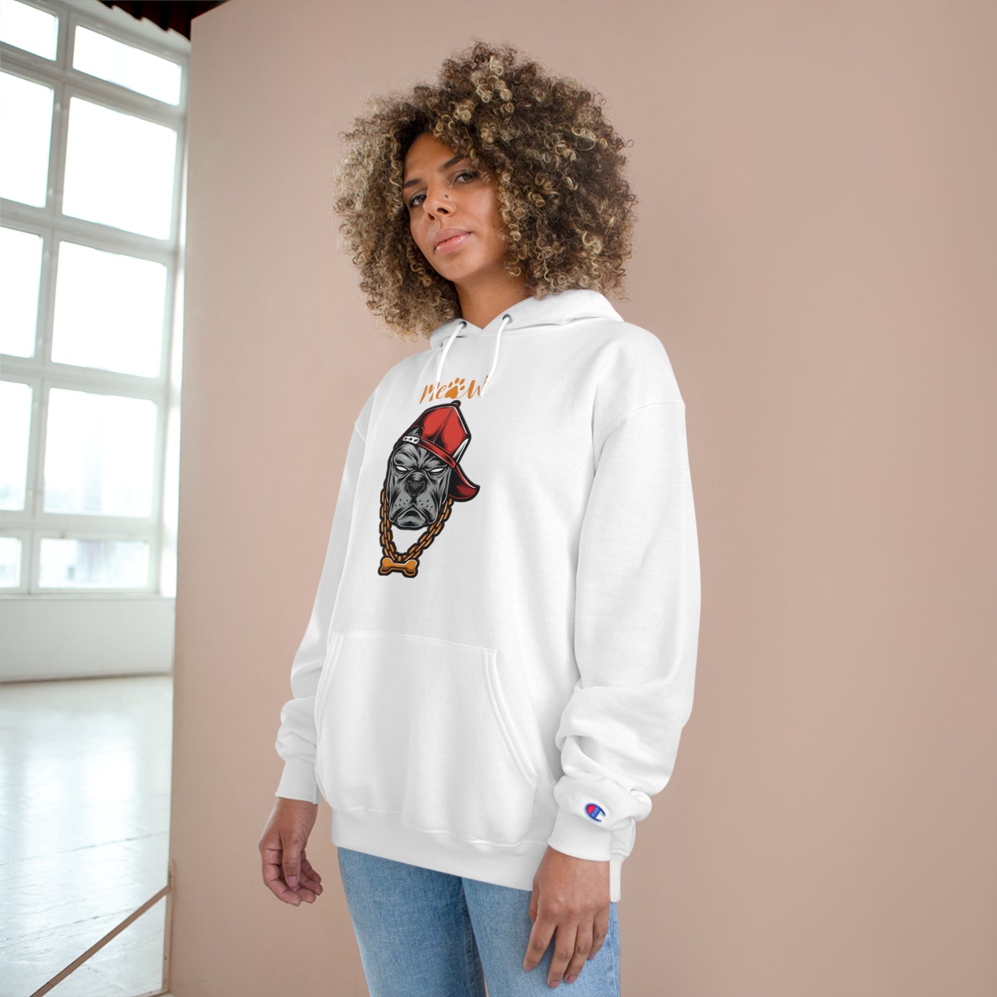 Funny MeAw Calligraphy Gangster Bulldog Champion Hoodie
