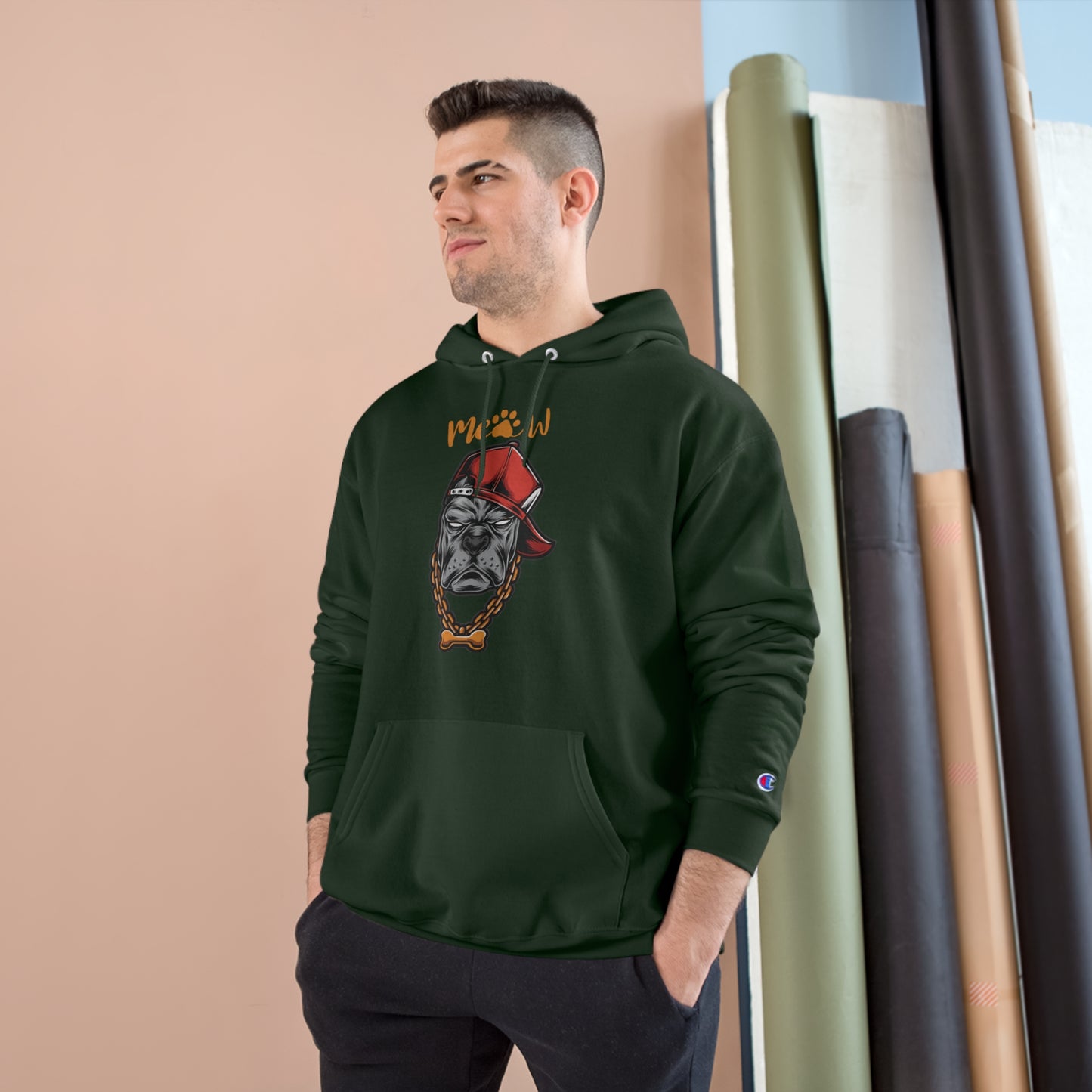 Funny MeAw Calligraphy Gangster Bulldog Champion Hoodie
