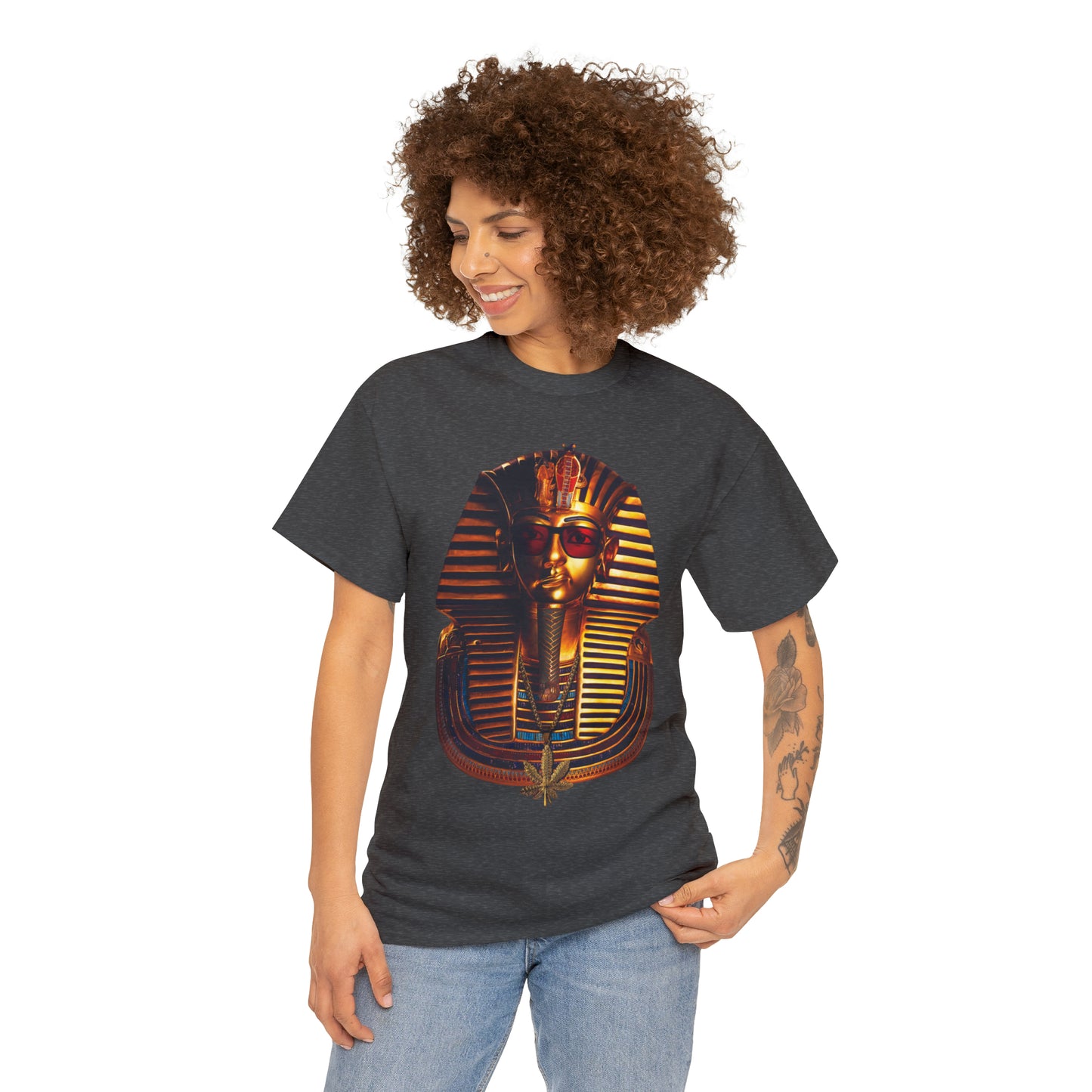 SNEER King Tut's Cannabis Gold Chain & Red Sunglasses - Unisex Tee